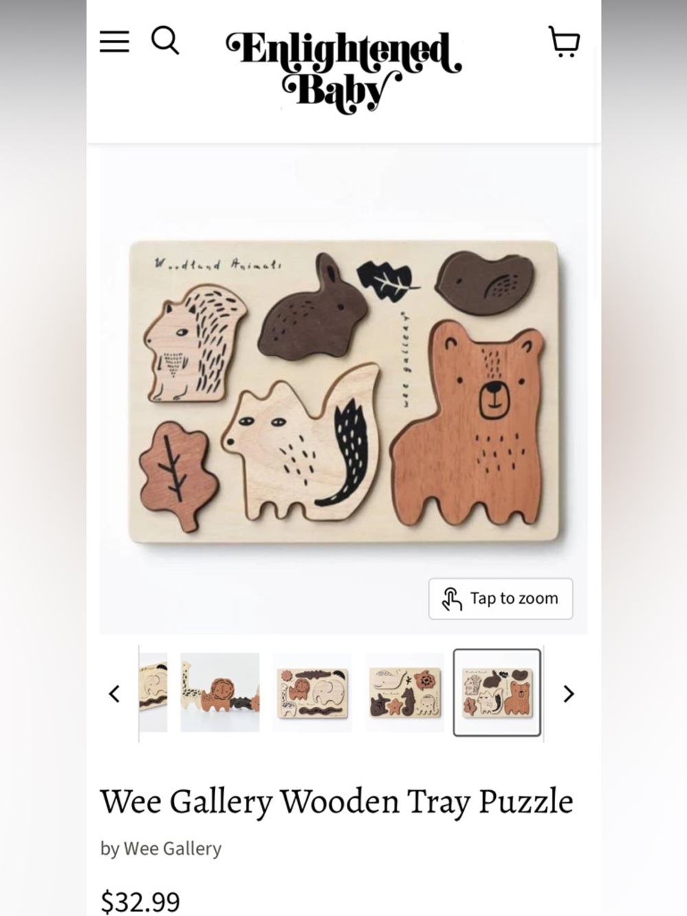 Enlightened Baby Wee Gallery Wooden Tray Puzzle